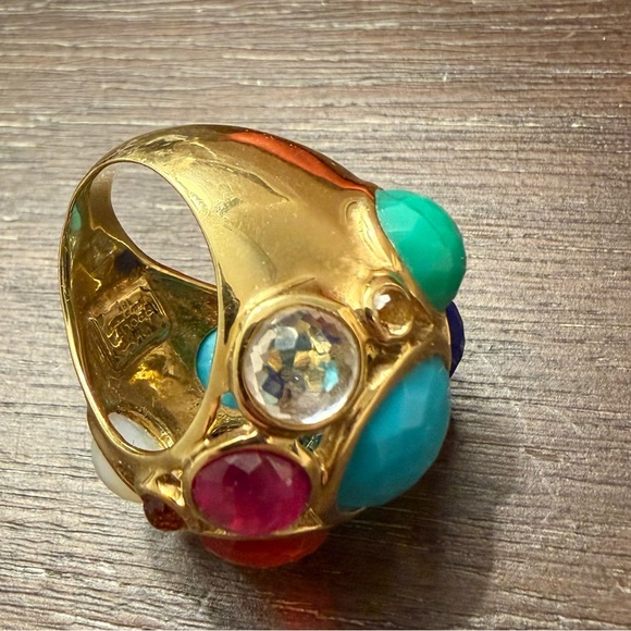 Impolite Rock Candy Multicolor Gemstone 18ct Yelliw Gold Ring Sz 7 - Picture 7 of 10